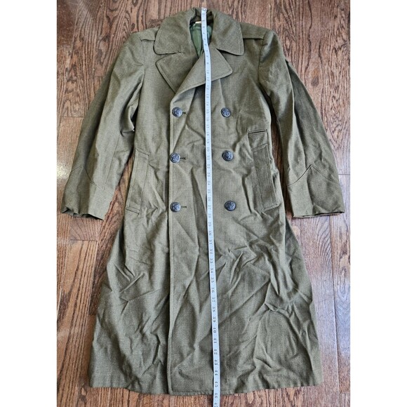 US Military Marine Corps Green Wool Uniform Overcoat Size 34s Goodstein Bros. - Picture 9 of 16